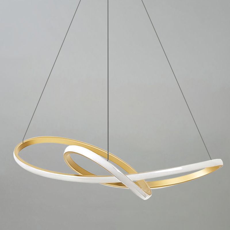 Gold Unique Shape Chandelier Modern 1 Light LED Hanging Light for Bedroom