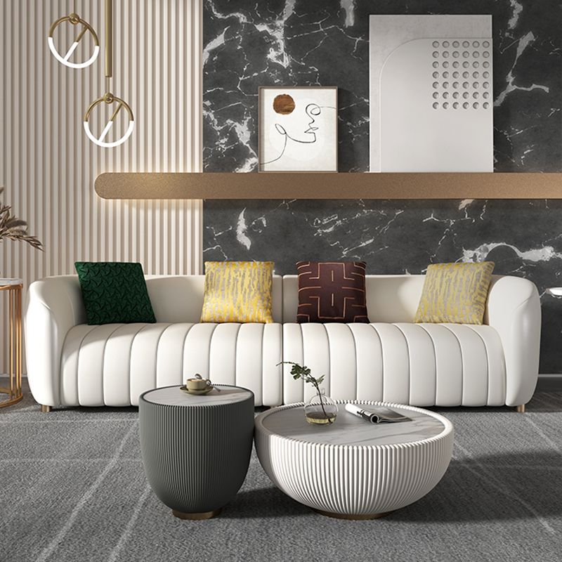 22.83" Wide Tuxedo Arm Sofa White Standard Sofa for Living Room