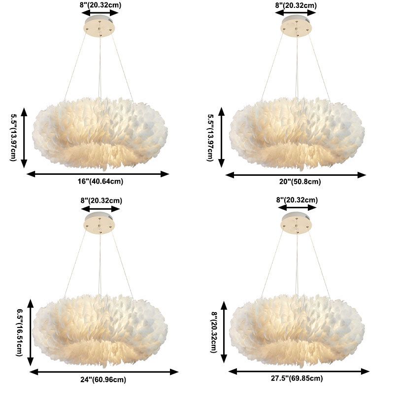 Multi-Kopf-Kronleuchterleuchten moderner Kronleuchter-Anhängerlampe mit weißem Federschatten
