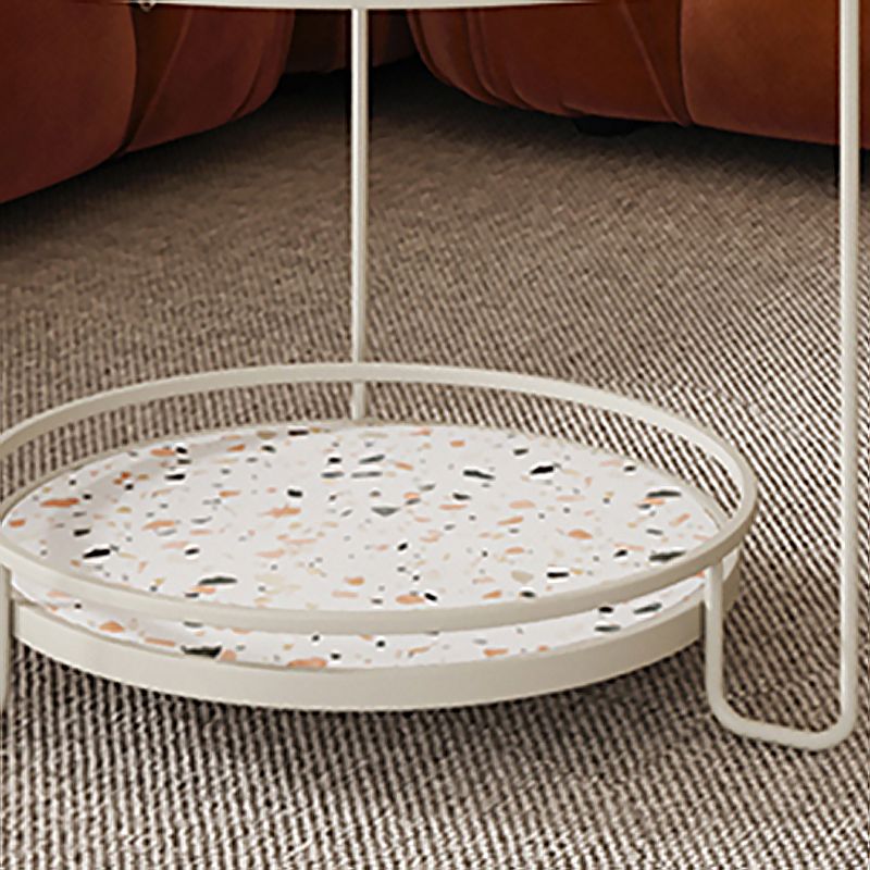 Round Minimalist Coffee Table Glass Top Steel Coffee Table for Living Room