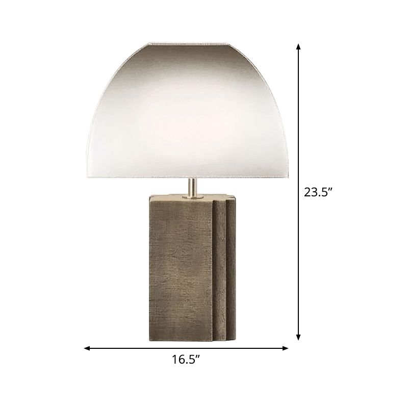 Grijze curvy taaklamp modern 1 kopstoffen bureau licht met rechthoekige harsbasis