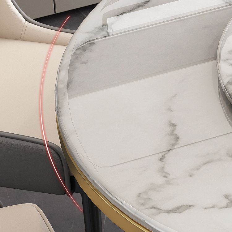 Marble Dining Table Luxury Style Single Pedestal Base Table for Dining Room
