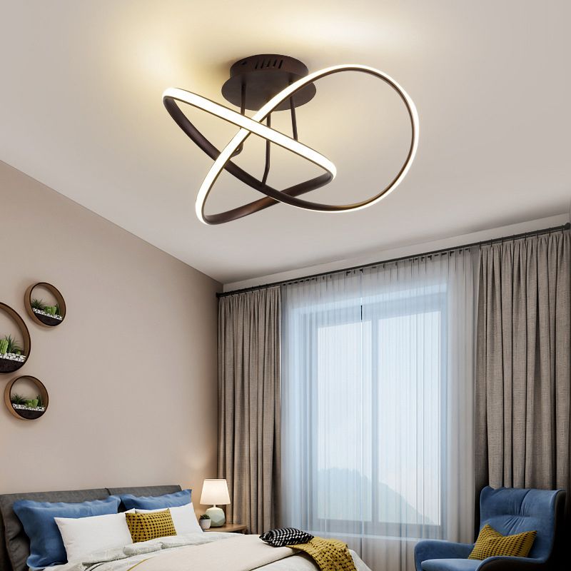19.5 "/23.5" W Twist Plafond Gemonteerde Armatuur Moderne Acryl LED Wit/Koffie Semi Flush Mount Verlichting in Warm/Wit Licht