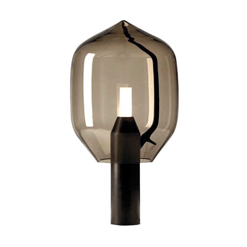 Iluminación de mesa de botella de agua Lámpara de noche de noche metálica posmoderna con sombra de vidrio soplado