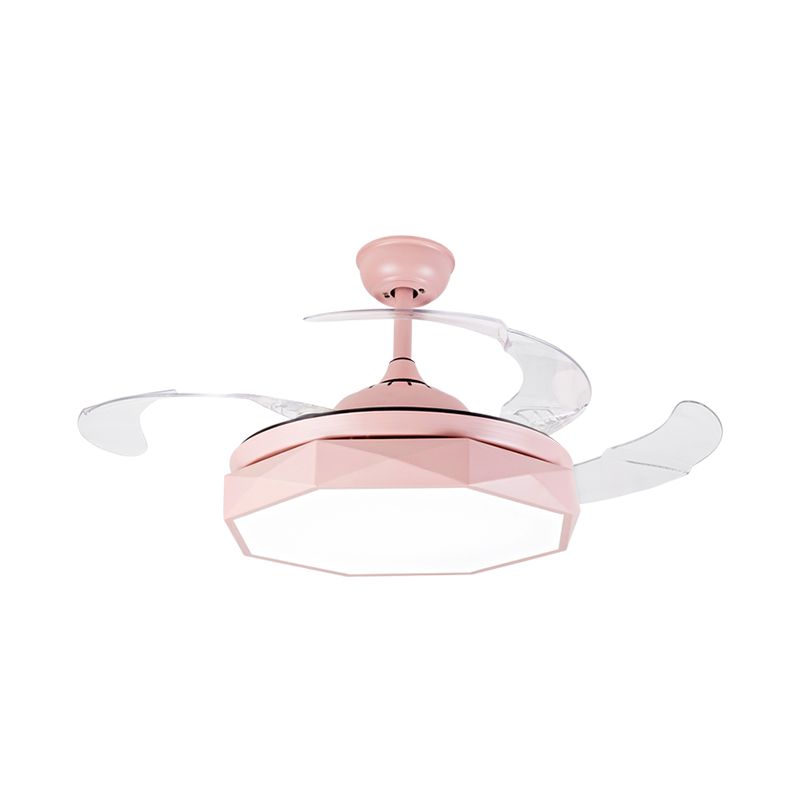 Prismy Wohnzimmer Deckenlüfter leichte Metallic 15,5 "breit führte Nordic Semi Flush Mount, 4 Klingen
