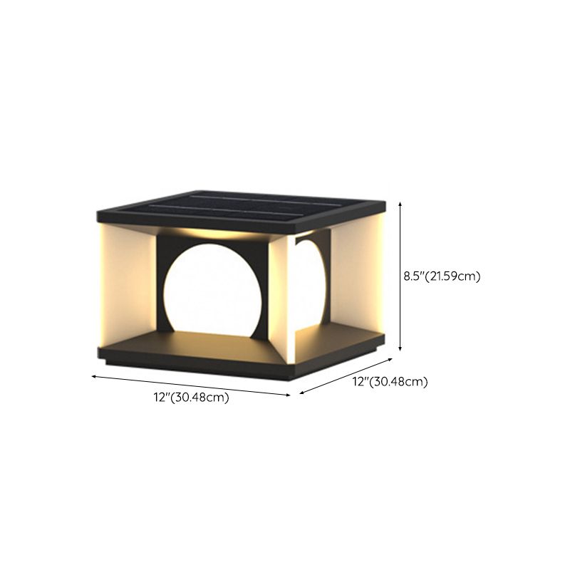 Modern Stainless Steel Solar Energy Pillar Lamp Square Shape for Outdoor