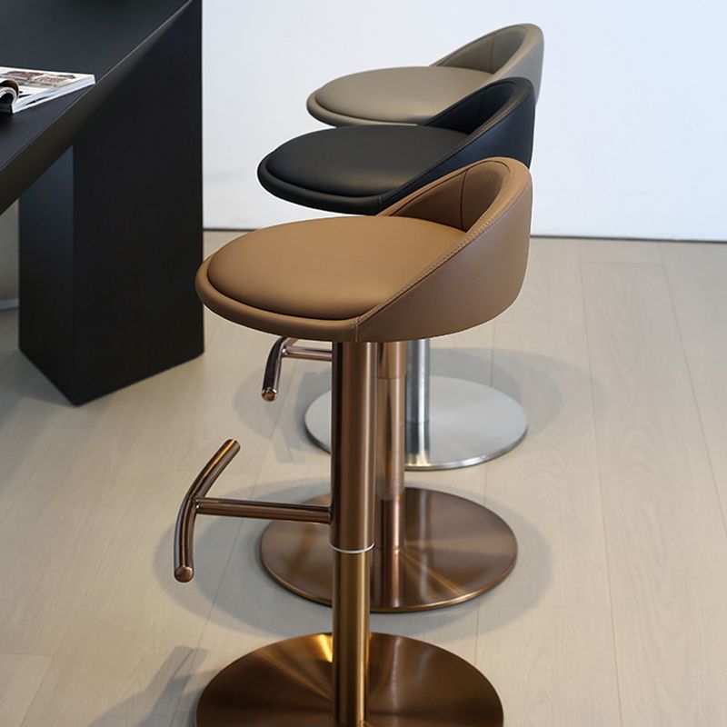 Modern Style Rotatable Backrest Counter High Stool with Leather Cushion