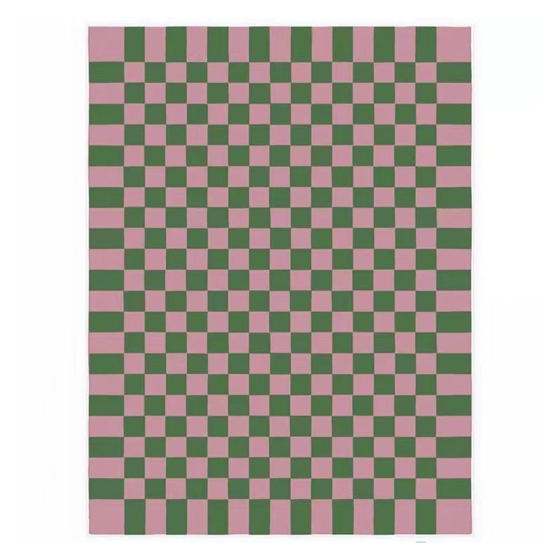 Brown Minimalist Area Rug Plaid Polyster Rug Non-Slip Backing Area Carpet for Bedroom