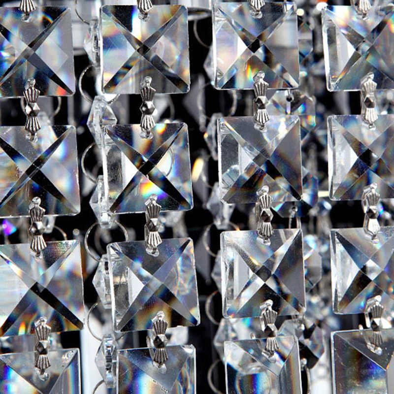 Modern Dining Chandelier Pendant Rectangle Crystal Hanging Lamp for Kitchen Dining Room