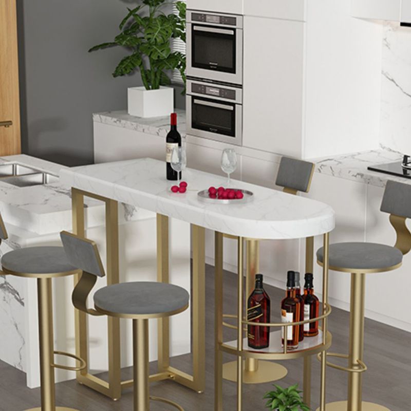 Irregular Shape Marble Pub Dining Set, 1/3/5 Pieces Luxury Counter Table with High Stools