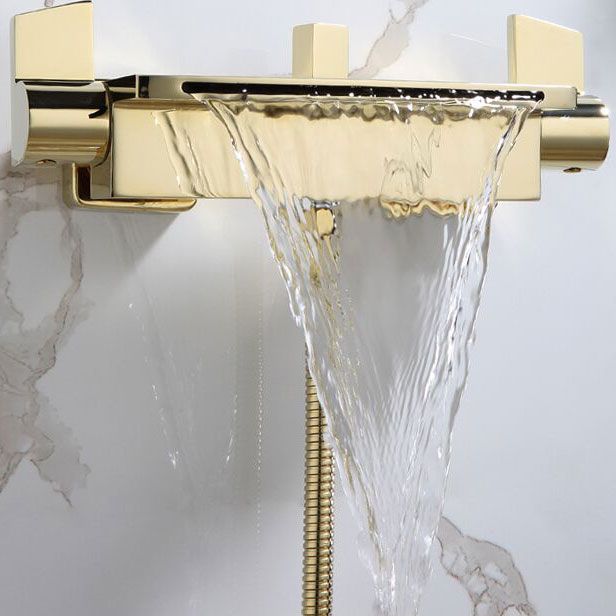 Modern Tub Faucet Trim Copper with Handles and Diverter Wall Mount Bath Filler Trim