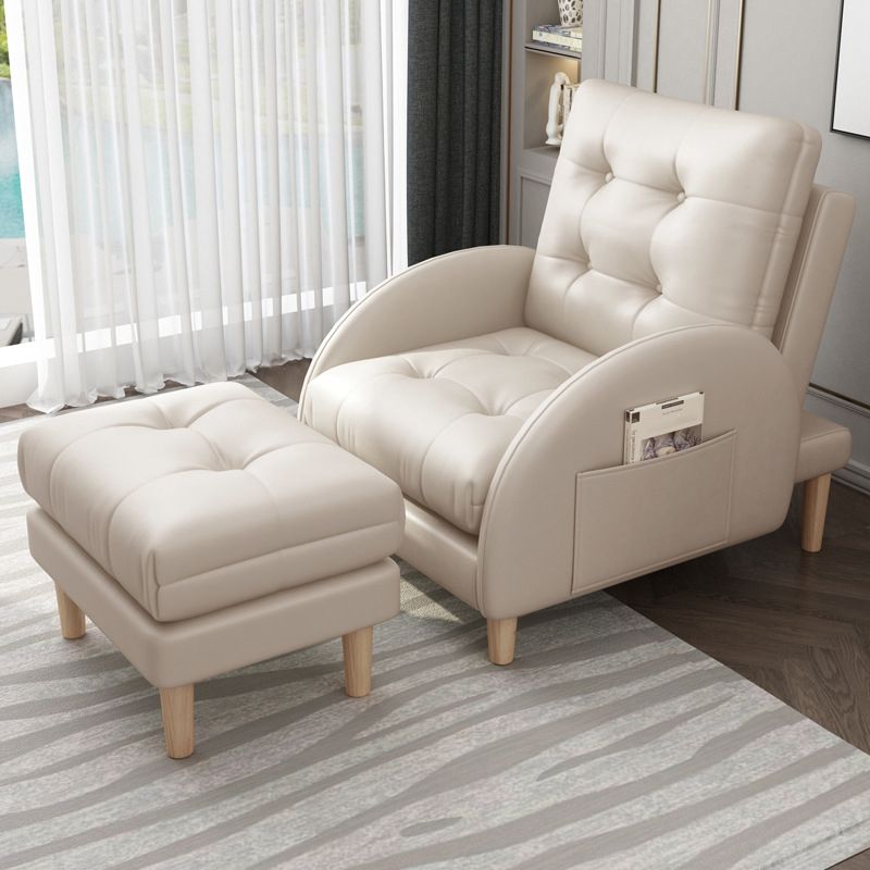 Modern Accent Chair Fabric/PU Chair With Tufted Back with 4 Legs Base