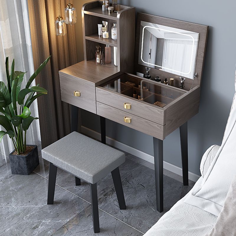 Modern Mirrored Glass Vanity Desk 3 Drawer Vanity Dressing Table