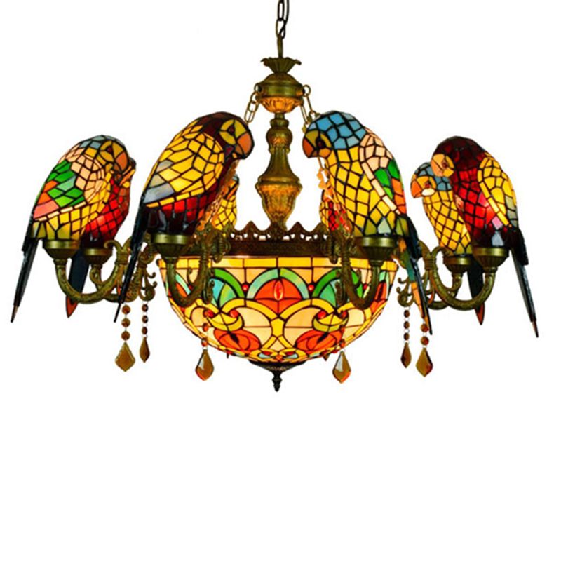 Illuminazione a sospensione in vetro tiffany multipla lampada sospensione a soffitto vittoriana per soggiorno