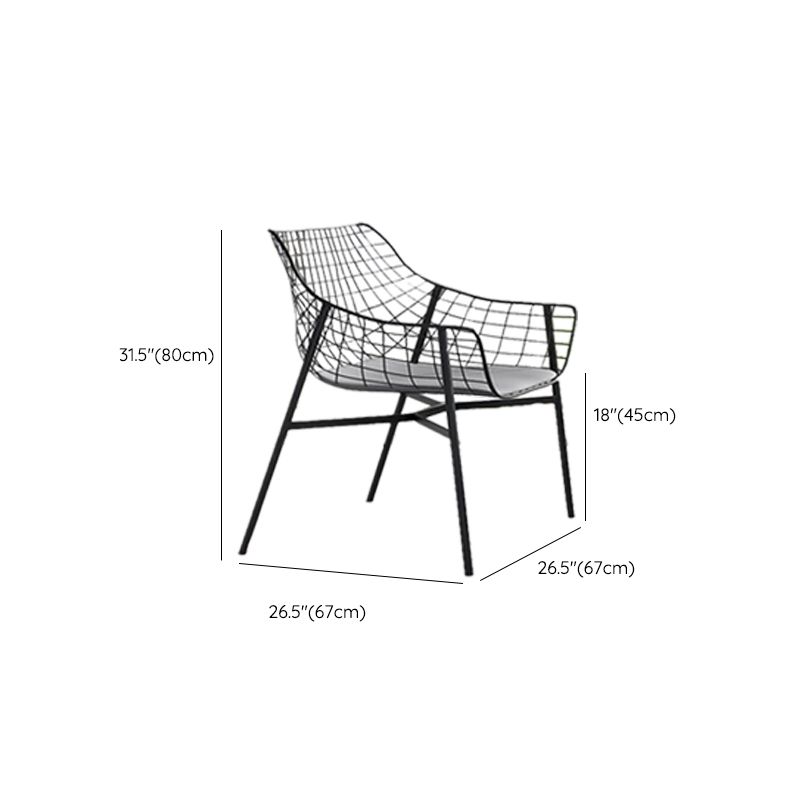 Industrial Home Patio Dining Chair Metal Slat Back in Black Chair