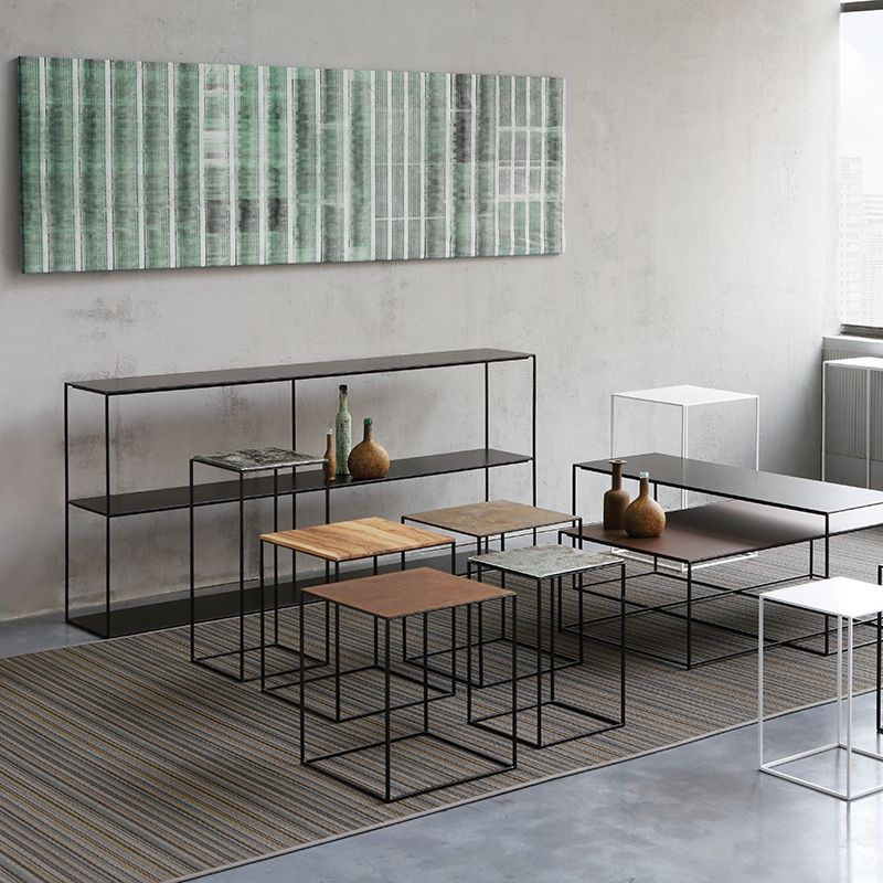 Horizontal Metal Bookcase Modern Style Open Back Bookshelf with Shelves