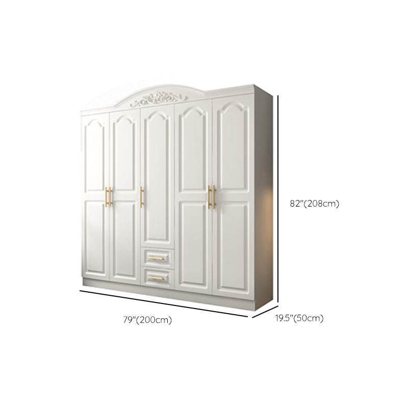 Engineered Wood Wardrobe Closet with Garment Rod White Wardrobe Cabinet