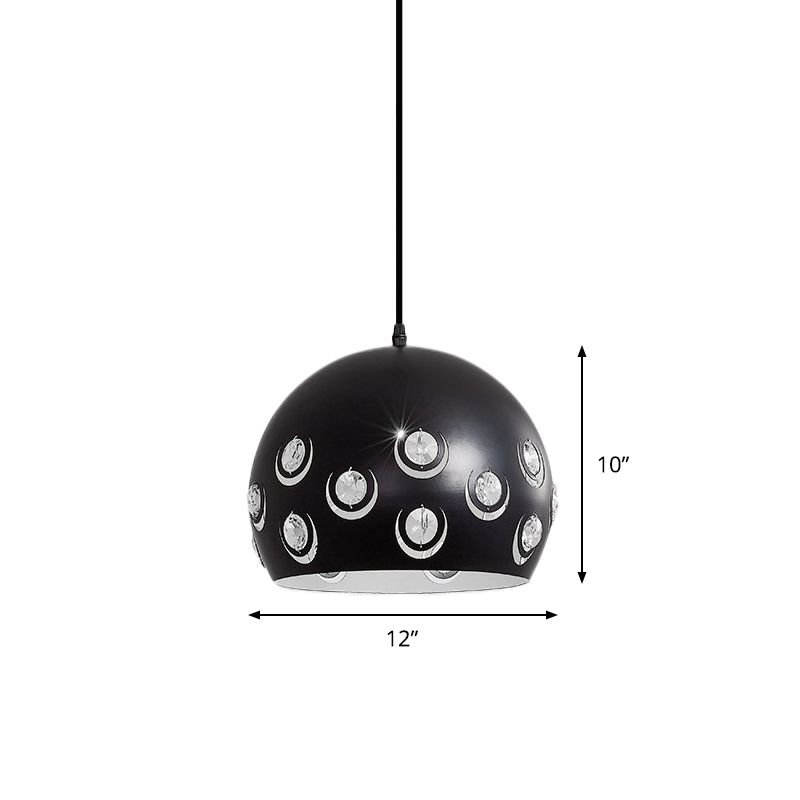 Pendentif minimaliste 1 tête de chute avec une teinte métallique finition noire lampe à suspension de plafond en forme de dôme