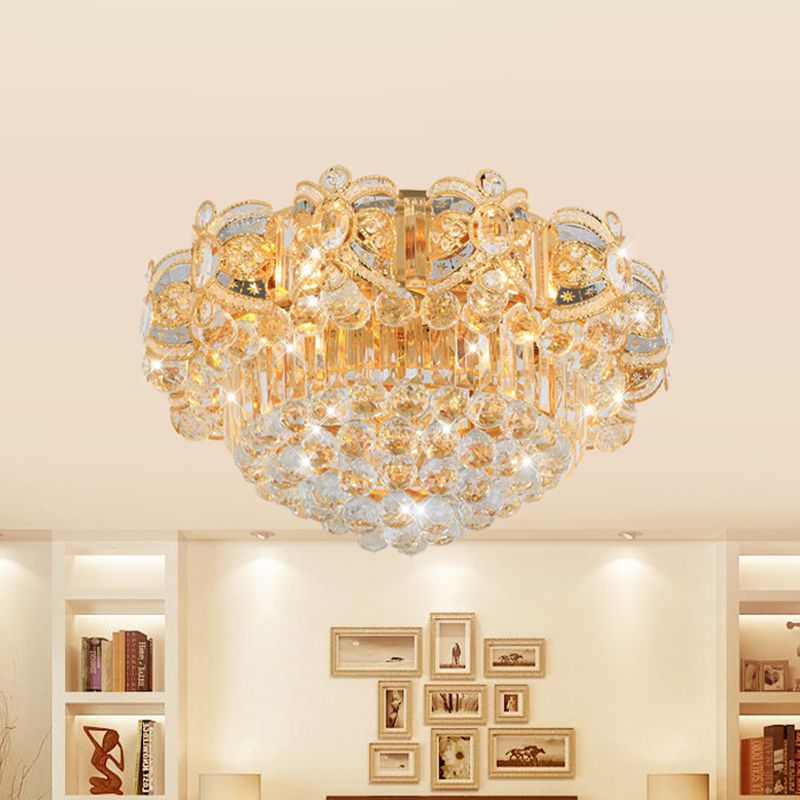 Gold LED Plafond Flush Mount Hedendaagse Crystal Ball Ronde Flushmount Verlichting, 16 "/23.5" Breedte