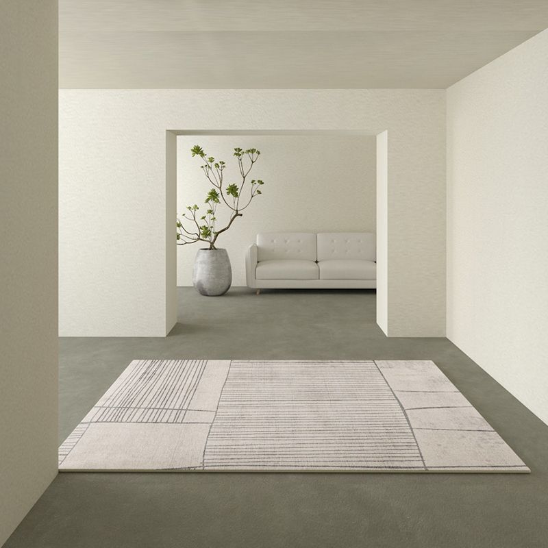 Light Color Simple Area Rug Polyester Abstractic Lines Rug Non-Slip Backing Indoor Rug for Living Room