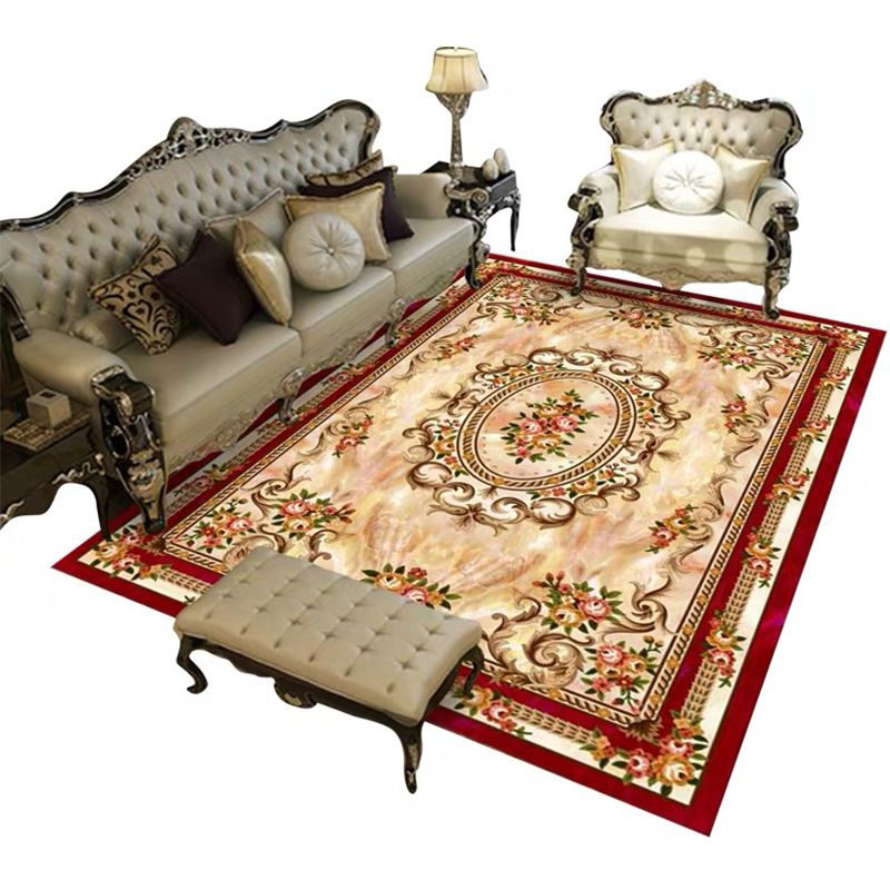 Mehrfachfarbener Retro-Teppich Polypropylen Blumenmuster Bereich Teppich Anti-Rutsch-Rückenwaschable Easy Care Teppich für Dekor