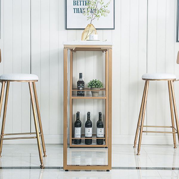 Industrial Rectangle Bar Height Pub Table with Storage Marble Bistro Bar Table