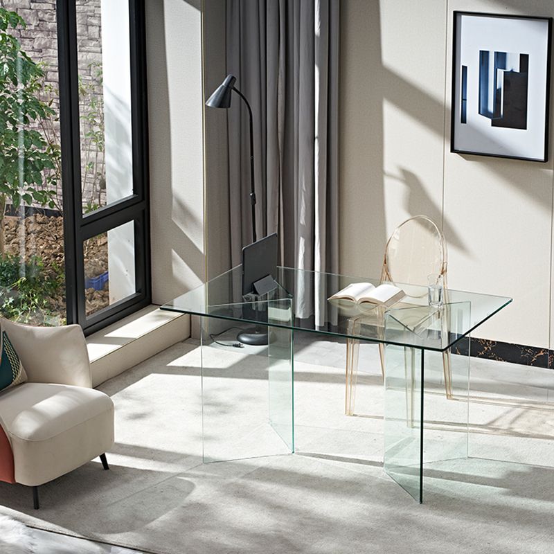 Rectangle Double Pedestal Home Furniture Clear Glass Dining Room Collection