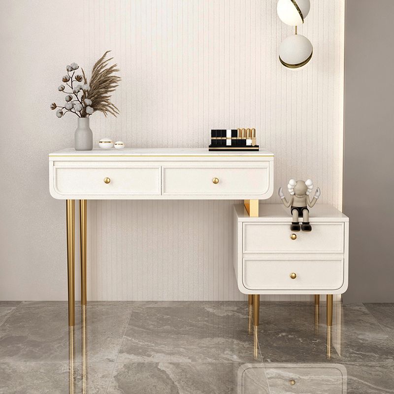 Glam Slate Top Make-up Vanity 4 Drawer Vanity Desk for Bedroom
