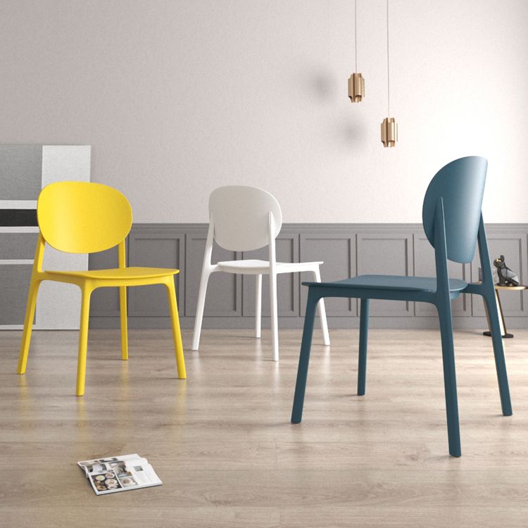Plastic Contemporary Kitchen Dining Chair Armless Open Back Chair