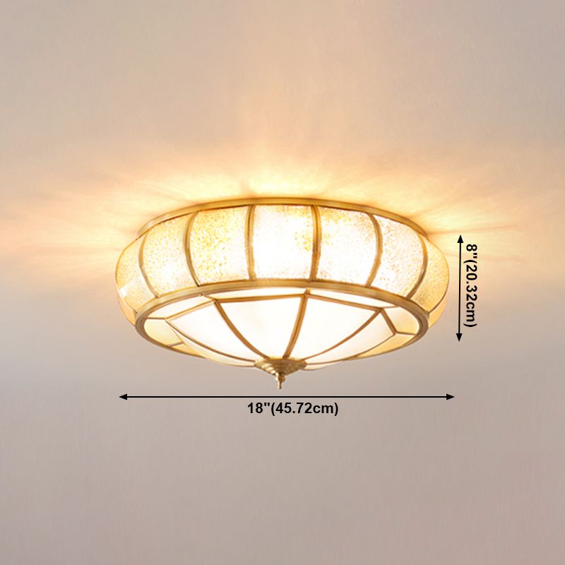 Plafonnier encastré en verre, éclairage de plafond classique pour salle à manger en or