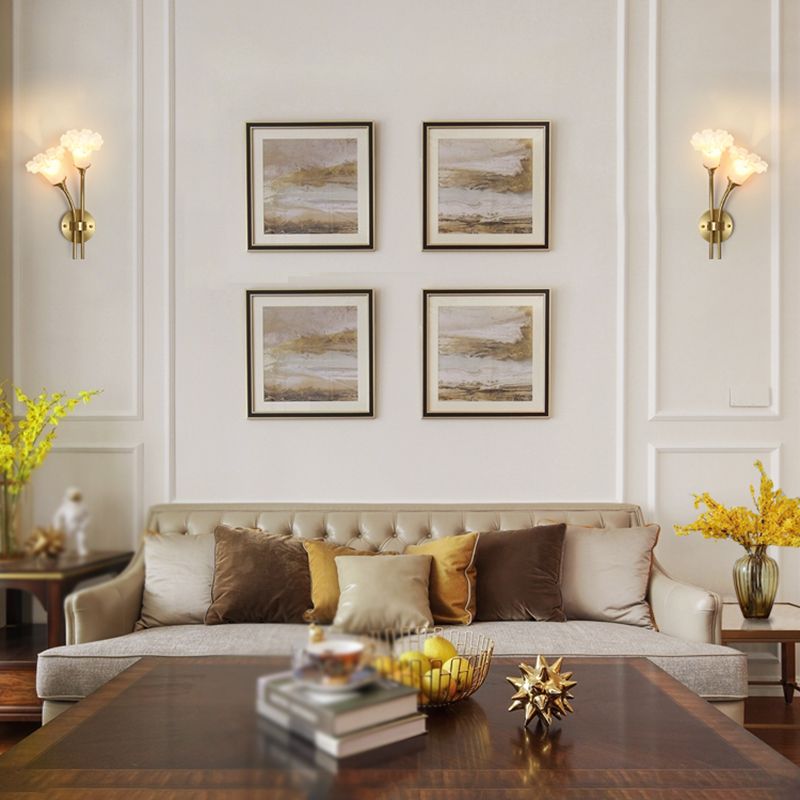 American Style Copper Wall Light Flower Shape Wall Lamp for Living Room