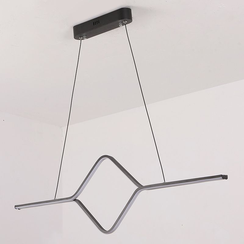 Linear Shape Island Pendant Modern Style Metal 2 Lights Island Lighting for Bedroom