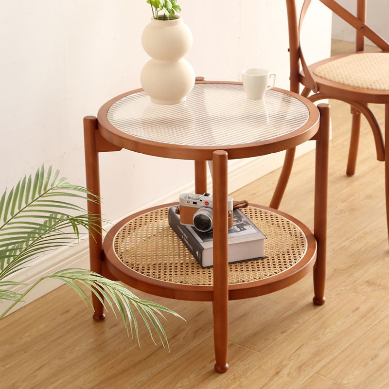 21.65" Tall Scandinavian Style Coffee Cocktail Table Wooden Round Coffee Table