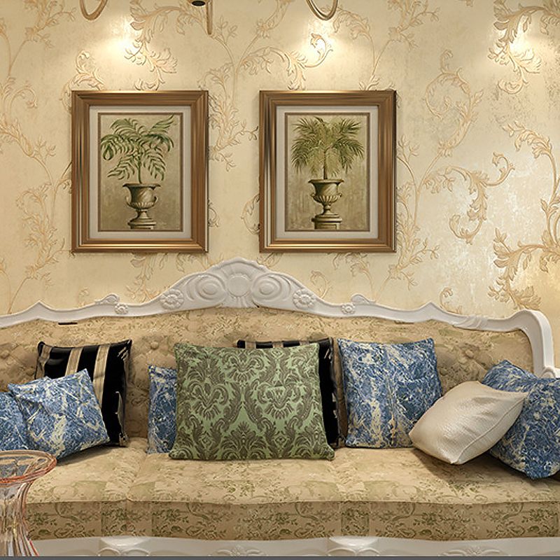 Rural Swirling Leaf Wallpaper for Living Room 57.1-sq ft Wall Covering in Pastel Color