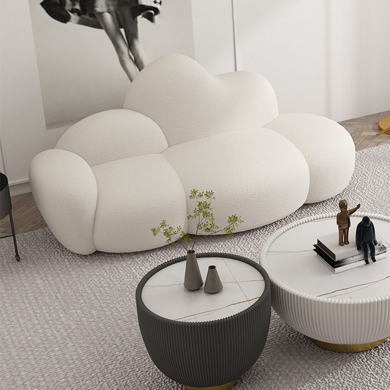 Contemporary Style Curved Sofa 33.46" H Armless Sofa in White