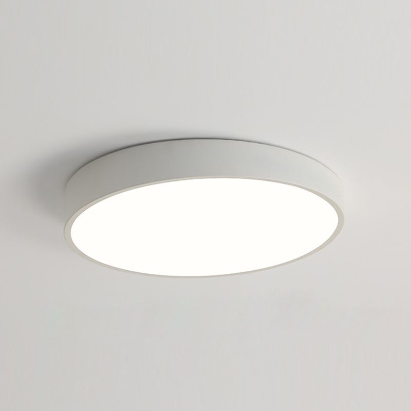 Schlafzimmer Circle Flush Mount Ceiling Licht Metall LED Einfache Deckenlampe in Weiß