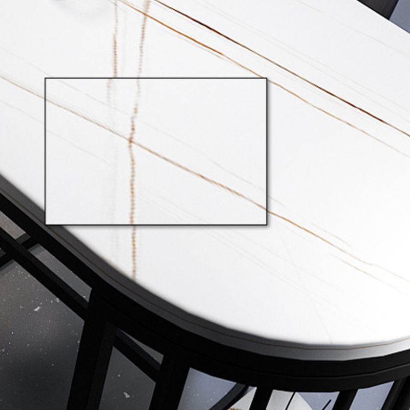 Modern Stone Bar Table Metal Base Dining Table with Storage Shelves