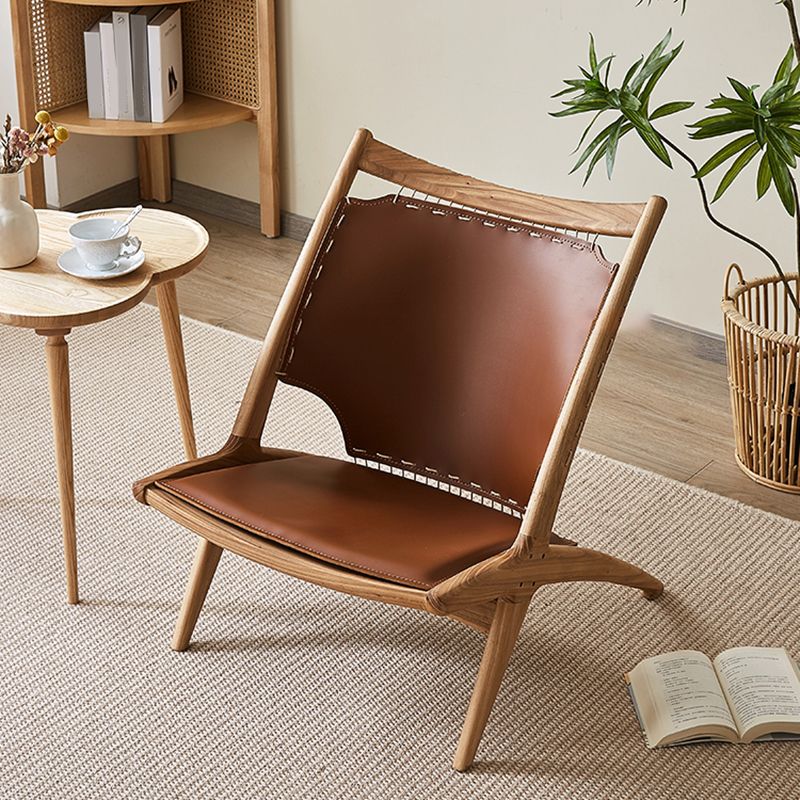 Solid Wood Armless Chair Fixed Back Lounge Chair for Living Room