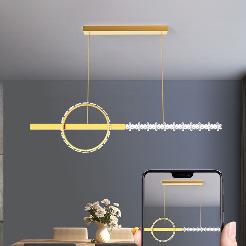 Moderno lampadario a forma di pizzo lineare Isola illuminazione in metallo 2 luci isola luminosa in oro