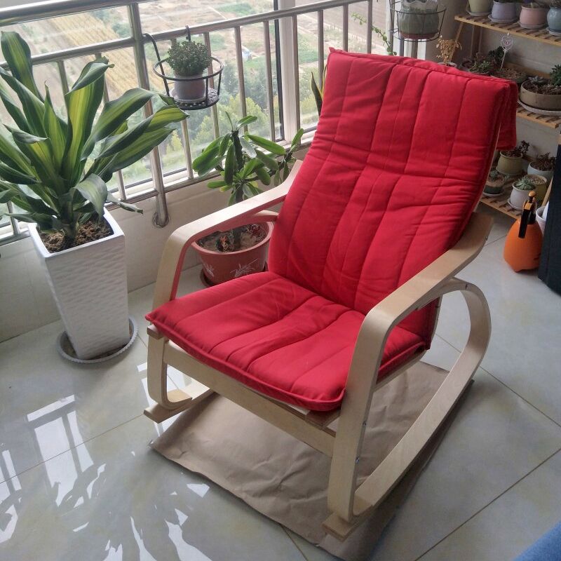 Contemporary Rocking Chair Birch Upholstered Solid Color Indoor Rocking Chair