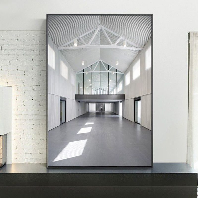 Photo Hallway Canvas Contemporary Style Building Painting in Light Color for Study Room