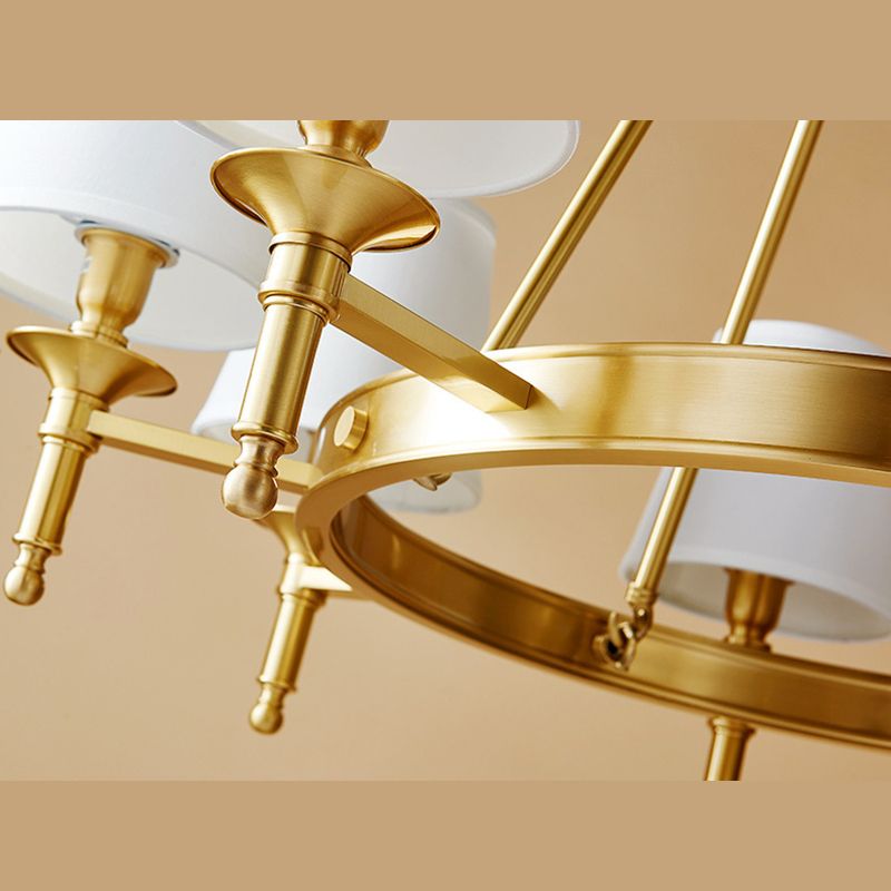 Copper Fabric Chandelier Light Fixtures Cone Ceiling Light Fixture for Living Room