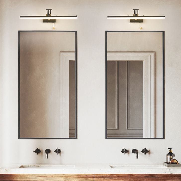 Luces de tocador montadas en la pared recta de mediados de siglo Ideas de iluminación de pared de luz para el baño