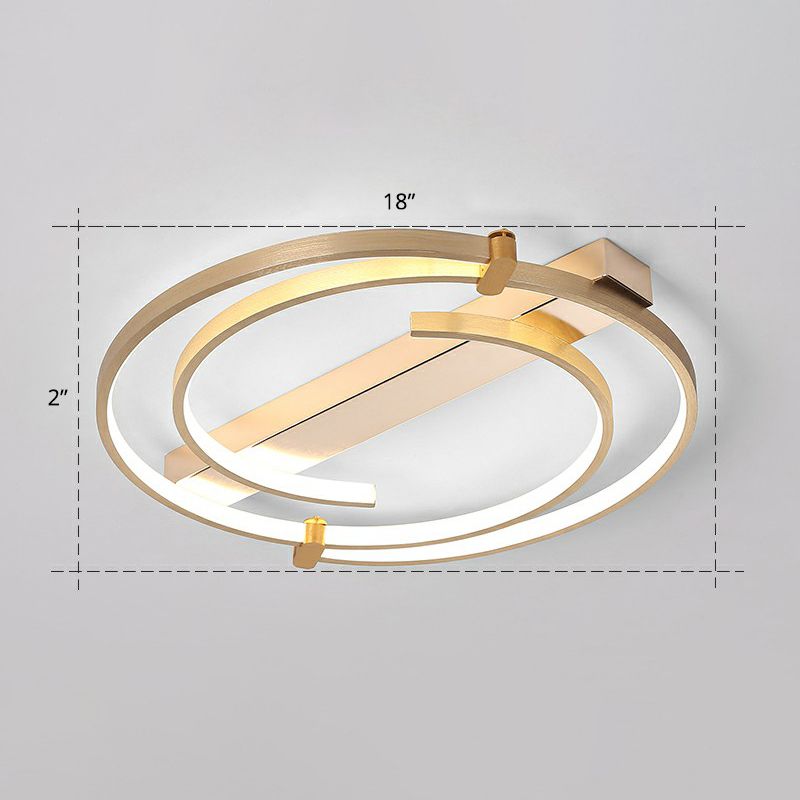 Gold Loop Ceiling Flush Light Simple Style Metal LED Flush Mount Lighting Fixture for Bedroom