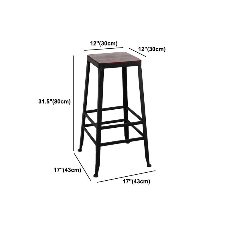 Dining Room Industrial Style Wood Barstool Iron 4 Legs Bar Stool with Pedal