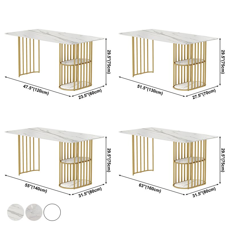 Mesa de comedor rectangular contemporáneo de metal Mesa de piedra sinterizada para cocina y comedor