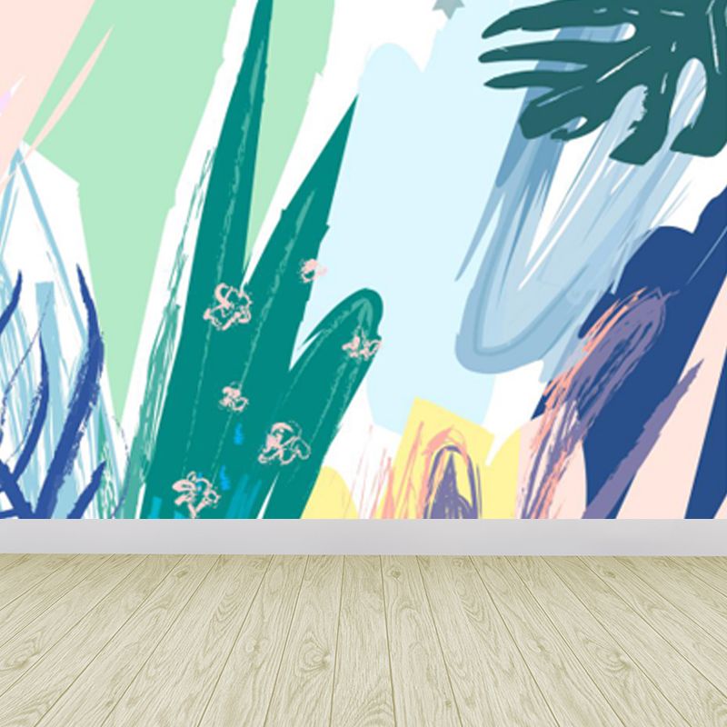 Stain-Proof Leaves Wall Mural Tropical Non-Woven Fabric Wall Art, Made to Measure