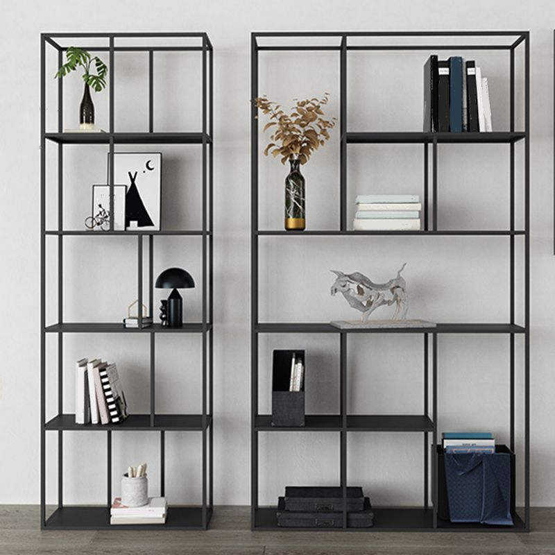 Modern Metal Bookshelf Black Etagere Open Shelf Bookcase in Burnish