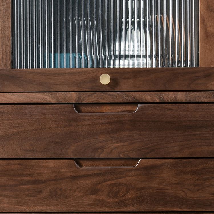 43.7" Tall 2-Drawer & 2-Door Cabinet Pine Wood Glass Paned Chest