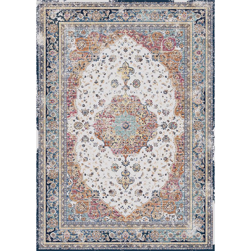 Nostalgie Blumenmuster Teppich weißer Ton Polyester Teppich Anti-Rutsch-Rückschlag Teppich für die Heimdekoration